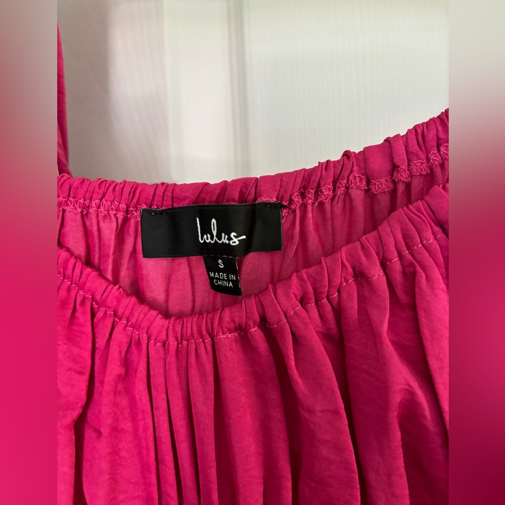 Lulus Fuchsia Satin Romper Size Small - image 3